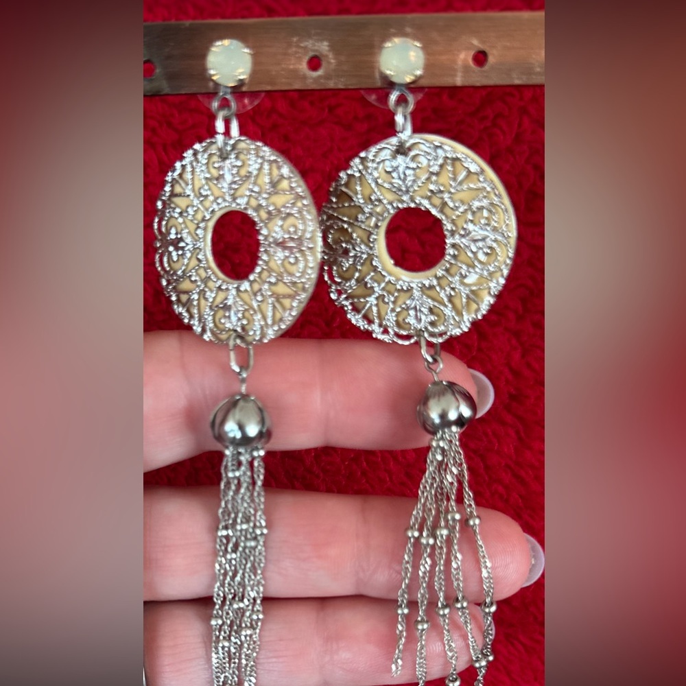 Atlantis Berlin Germany Sand Opal, Enamel/Silver Earrings